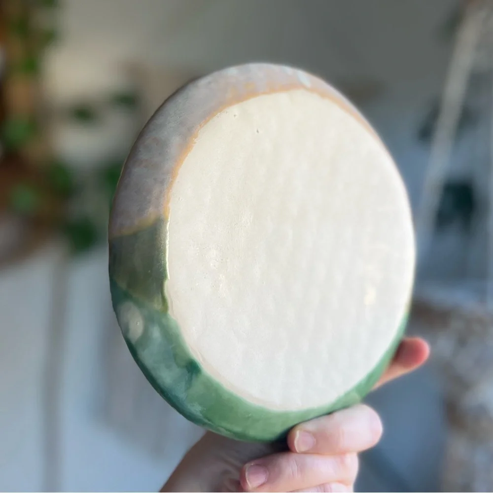 Handmade Green Mermaid Scales Ceramic Plate, 7-Inch Coastal Decorative Dish